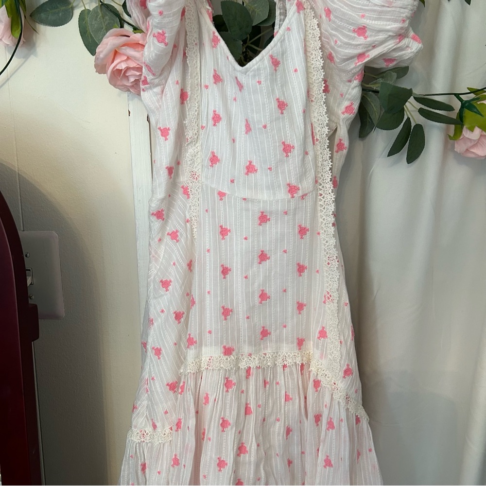 NWT Loveshackfancy Pink White Maxi Dress Jeanette Ryan size 2 BNWT - Picture 7 of 8